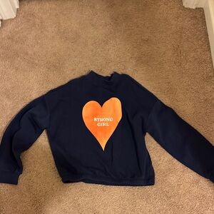 Old Navy Blue Sweatshirt with Orange Heart